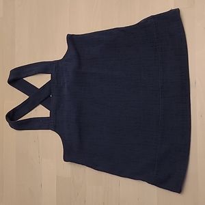 EUC Madewell Navy Apron Top with Criss Cross Straps and Button Details